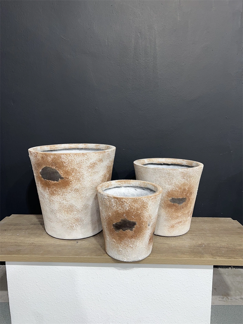 Fiberglass Planters Outdoor, Large Flower Pot Molds with Rusty, Concrete Flower Pot Outdoor