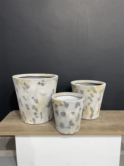 Fioriere in fibra di vetro per esterni, stampi per vasi da fiori di grandi dimensioni con vaso da fiori in cemento arrugginito per esterni